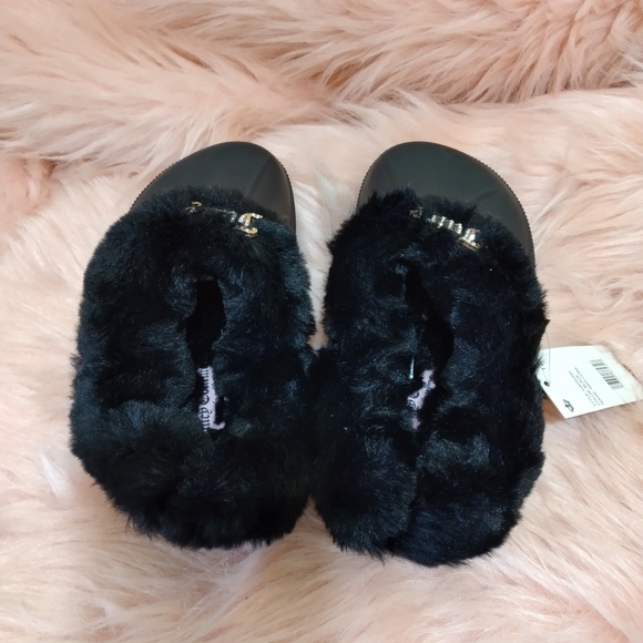 Juicy Couture Girls Fur Linen Clogs mules - Picture 4 of 5